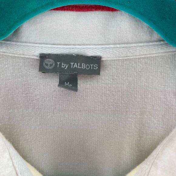 T By Talbots Med Pet Multicolor Striped Pullover 1/2 Zip 3/4 Sleeve Stretch Golf - Picture 6 of 13